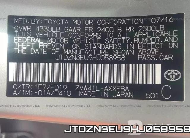 JTDZN3EU9HJ058958 фото 10