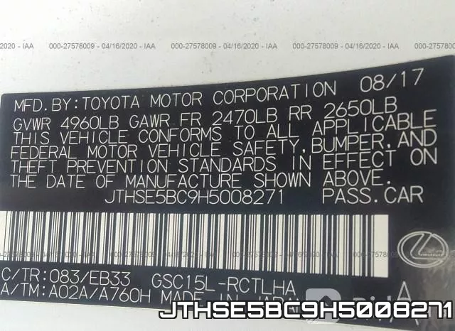 JTHSE5BC9H5008271 фото 10