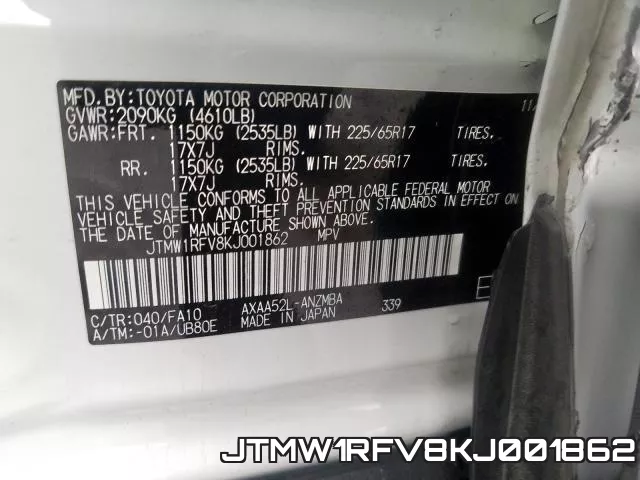 JTMW1RFV8KJ001862 фото 2