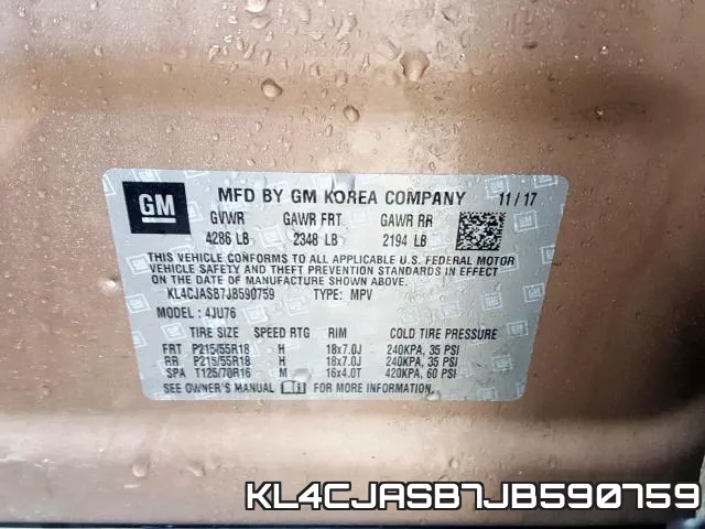 KL4CJASB7JB590759 фото 2