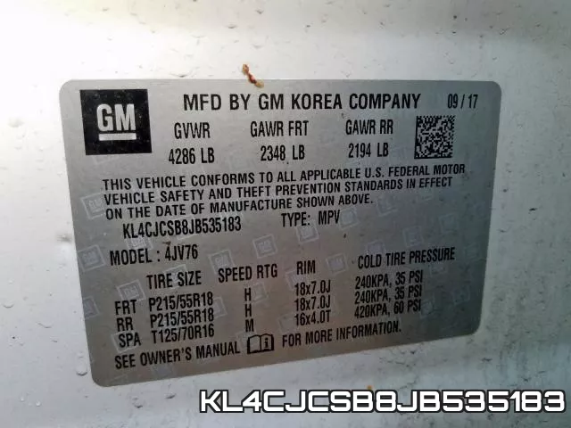 KL4CJCSB8JB535183 фото 2