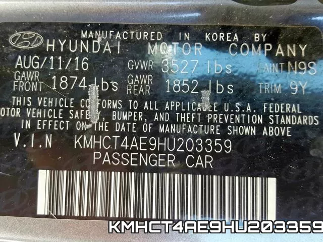 KMHCT4AE9HU203359 фото 2