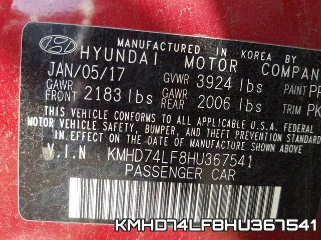 KMHD74LF8HU367541 фото 2