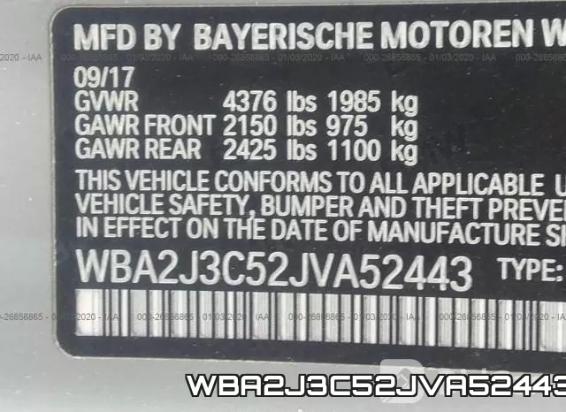 WBA2J3C52JVA52443 фото 10