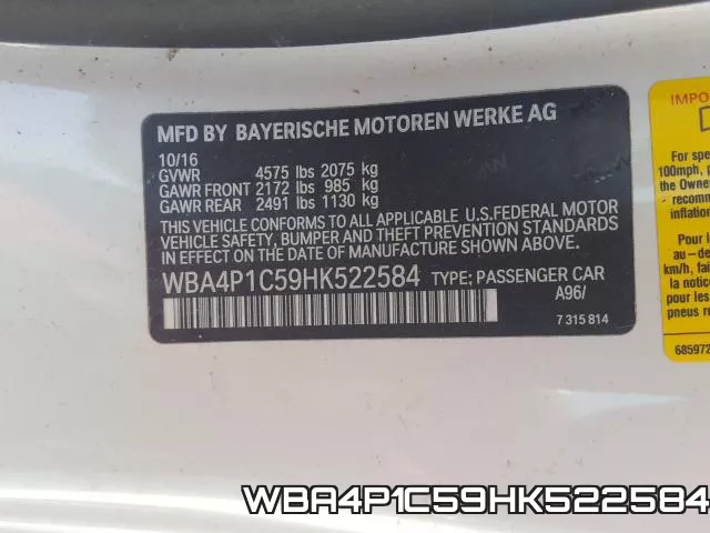 WBA4P1C59HK522584 фото 2