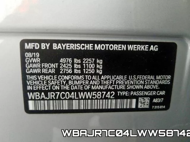 WBAJR7C04LWW58742 фото 2