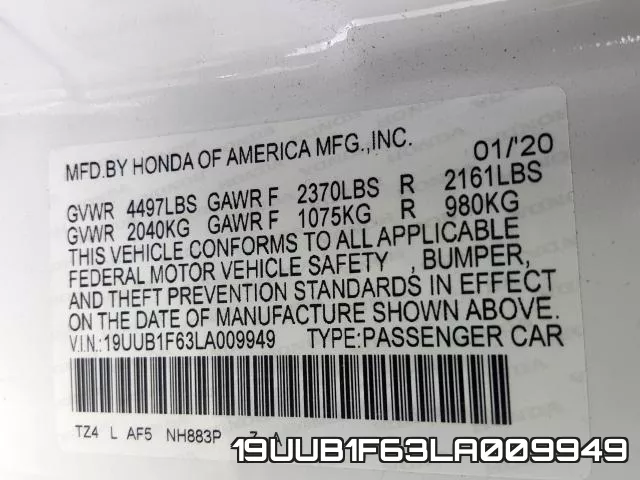 19UUB1F63LA009949 фото 2