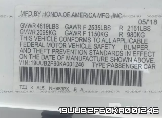 19UUB2F60KA001246 фото 9