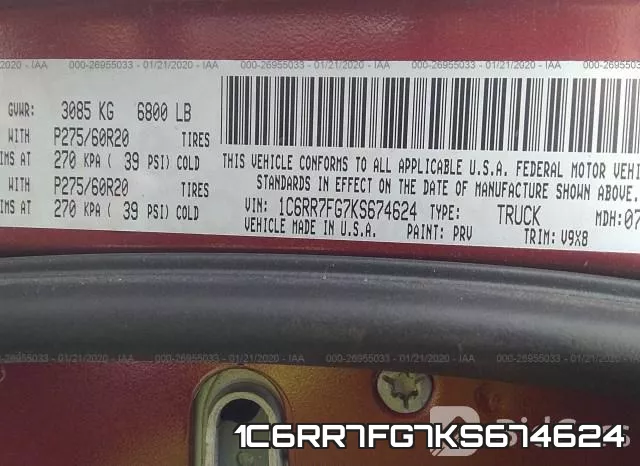 1C6RR7FG7KS674624 фото 10