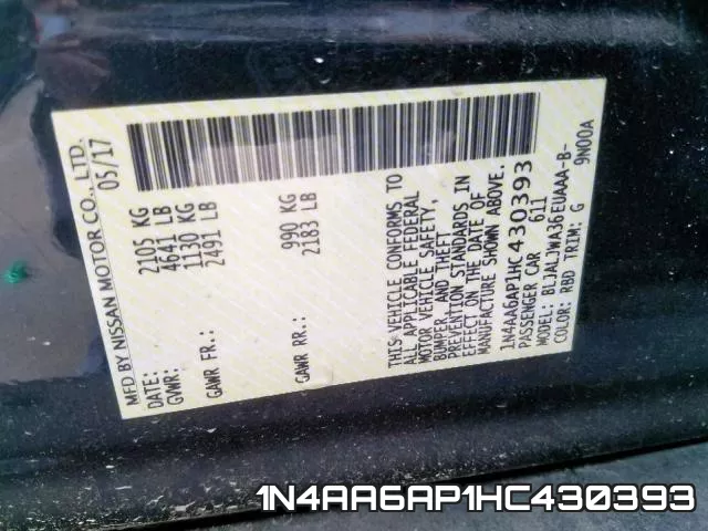 1N4AA6AP1HC430393 фото 2