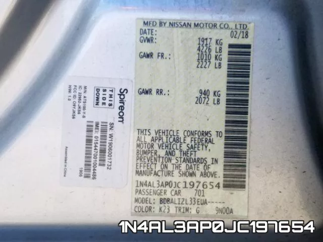 1N4AL3AP0JC197654 фото 2