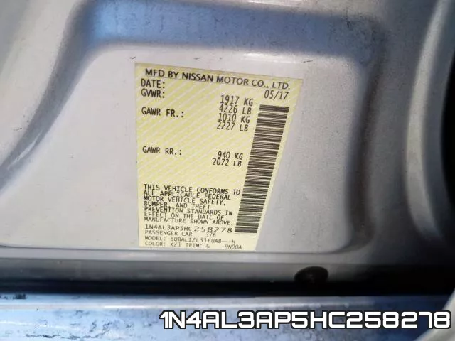 1N4AL3AP5HC258278 фото 2