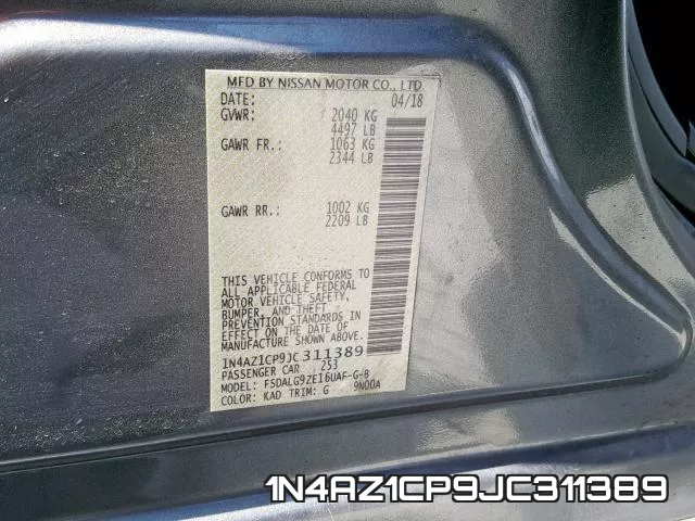 1N4AZ1CP9JC311389 фото 2