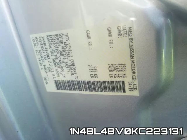 1N4BL4BV0KC223131 фото 2