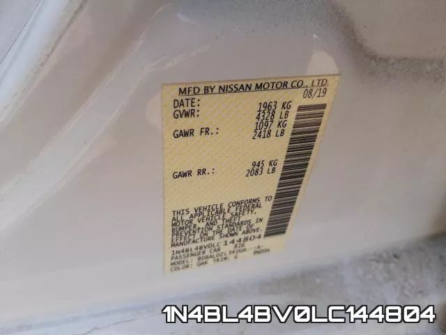 1N4BL4BV0LC144804 фото 2