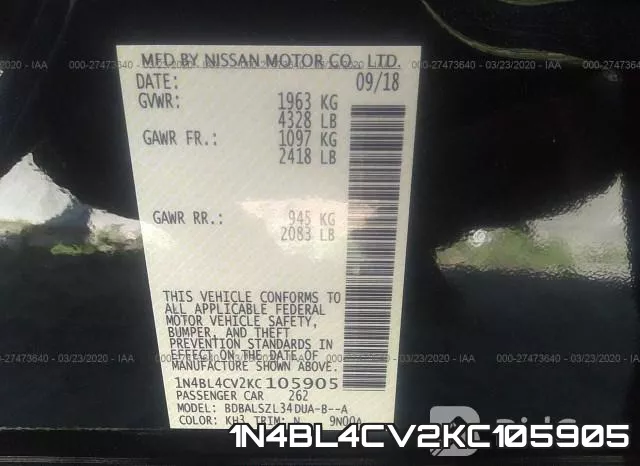 1N4BL4CV2KC105905 фото 10