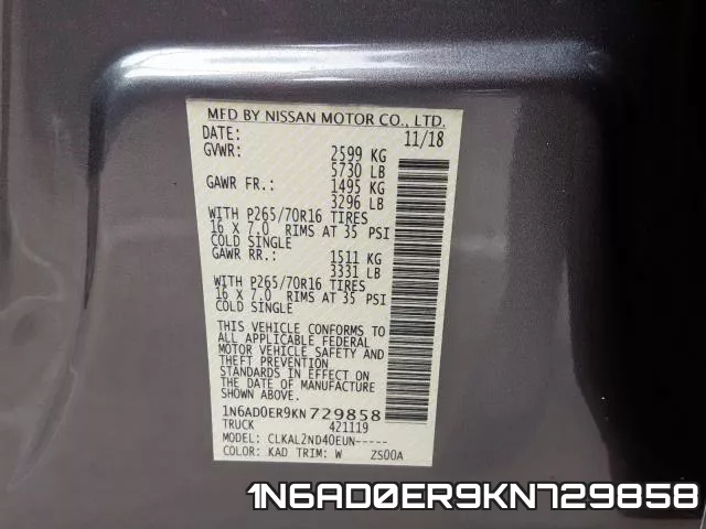 1N6AD0ER9KN729858 фото 2