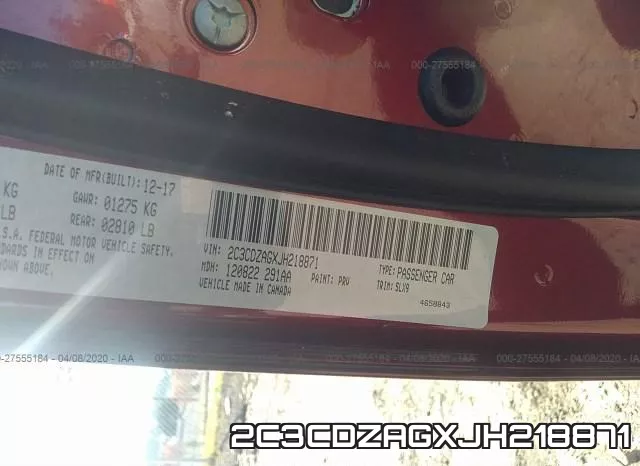 2C3CDZAGXJH218871 фото 10