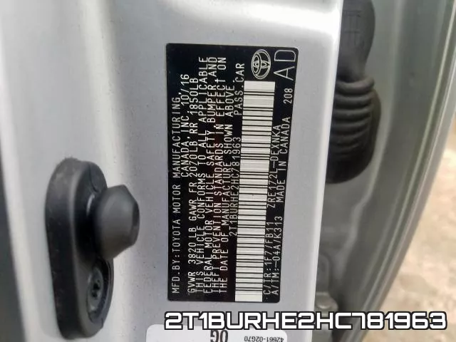 2T1BURHE2HC781963 фото 2
