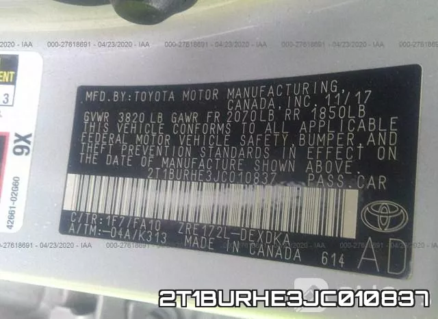 2T1BURHE3JC010837 фото 10