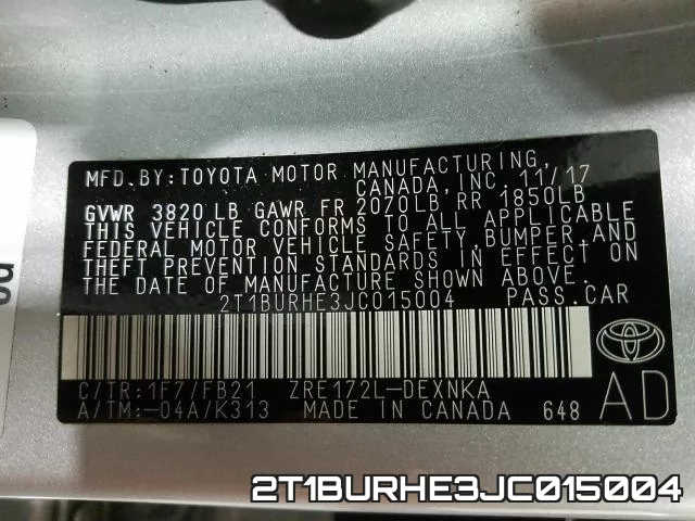 2T1BURHE3JC015004 фото 2