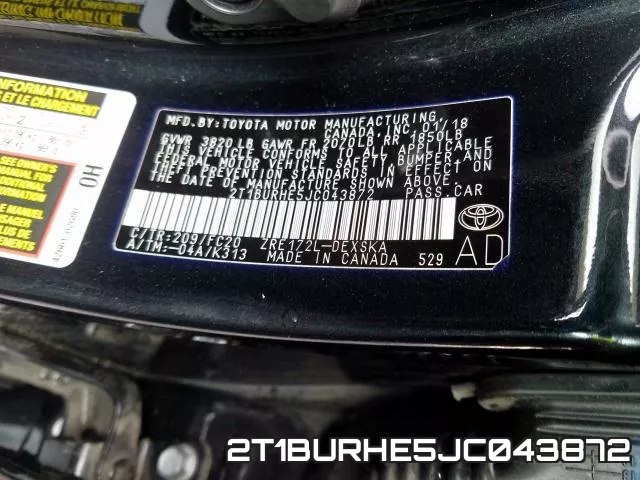 2T1BURHE5JC043872 фото 2
