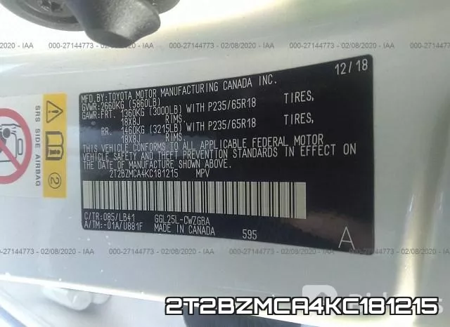 2T2BZMCA4KC181215 фото 10