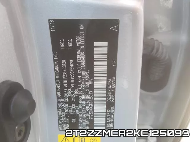 2T2ZZMCA2KC125093 фото 2