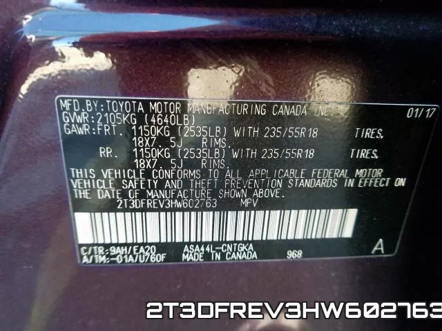 2T3DFREV3HW602763 фото 2