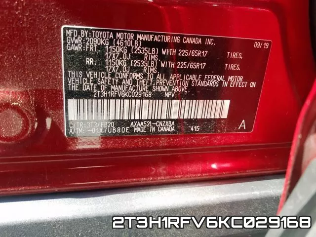 2T3H1RFV6KC029168 фото 2
