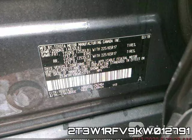 2T3W1RFV9KW012791 фото 8