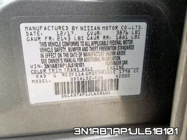 3N1AB7AP1JL618101 фото 2