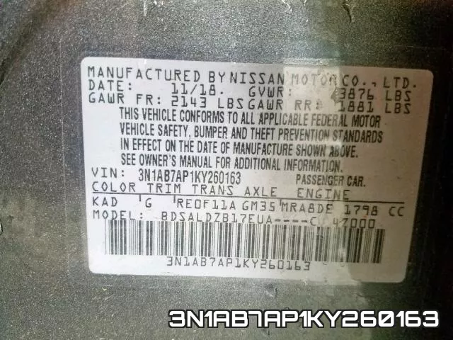 3N1AB7AP1KY260163 фото 2