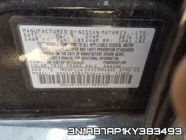 3N1AB7AP1KY383493 фото 2