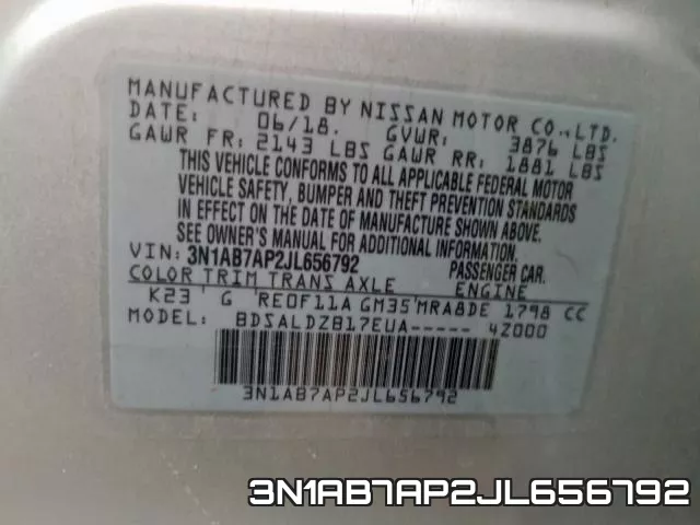 3N1AB7AP2JL656792 фото 2