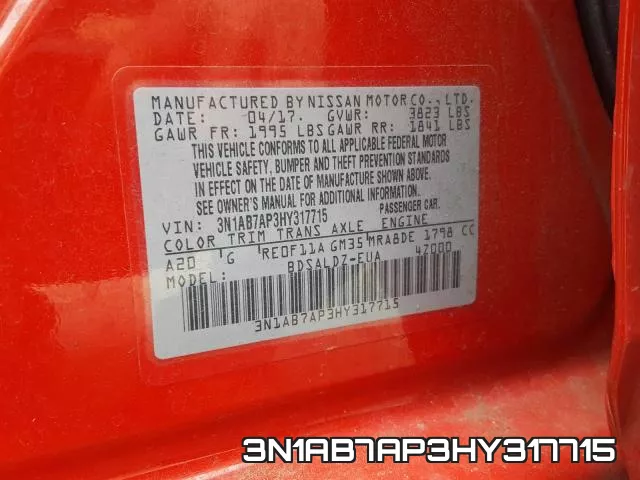3N1AB7AP3HY317715 фото 2