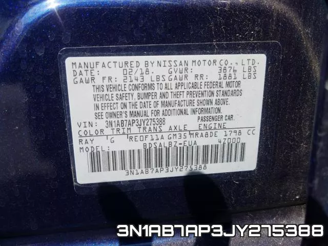 3N1AB7AP3JY275388 фото 2