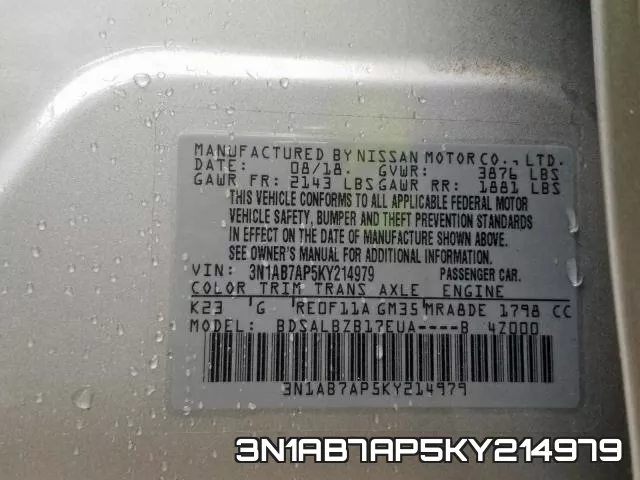 3N1AB7AP5KY214979 фото 2