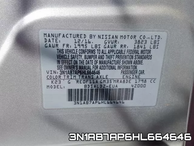 3N1AB7AP6HL664646 фото 2