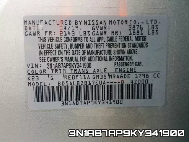 3N1AB7AP9KY341900 фото 2