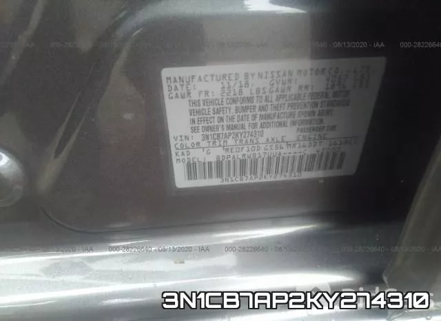 3N1CB7AP2KY274310 фото 10