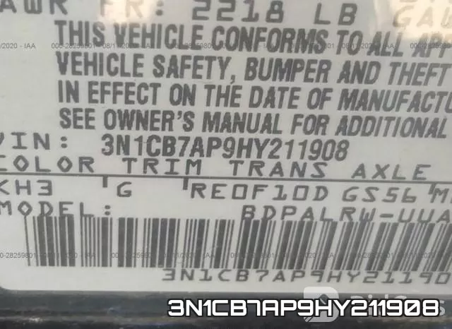 3N1CB7AP9HY211908 фото 10