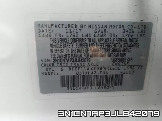 3N1CN7AP3JL842079 фото 2