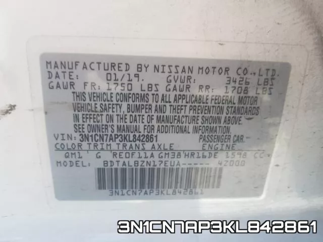 3N1CN7AP3KL842861 фото 2