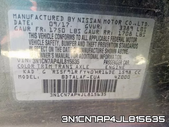 3N1CN7AP4JL815635 фото 2
