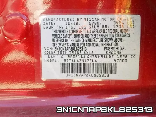 3N1CN7AP8KL825313 фото 2