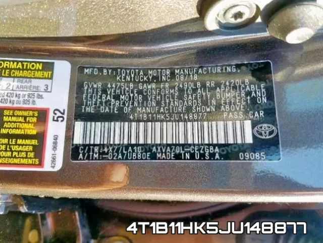 4T1B11HK5JU148877 фото 2