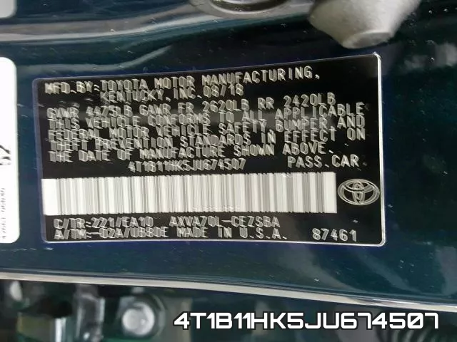 4T1B11HK5JU674507 фото 2