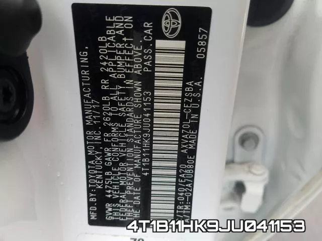 4T1B11HK9JU041153 фото 2