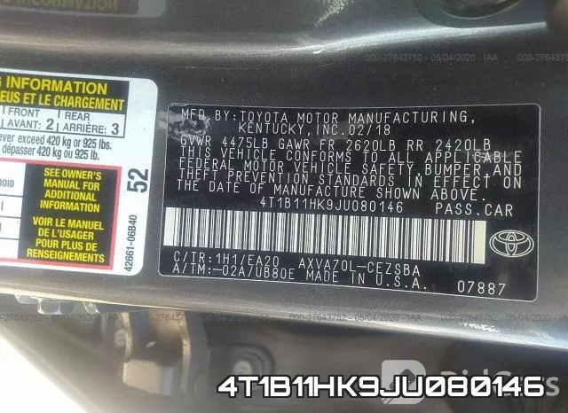 4T1B11HK9JU080146 фото 10